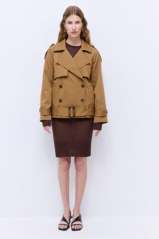 Oversized Cropped Double Breasted Trench Coat - Dé Rococo