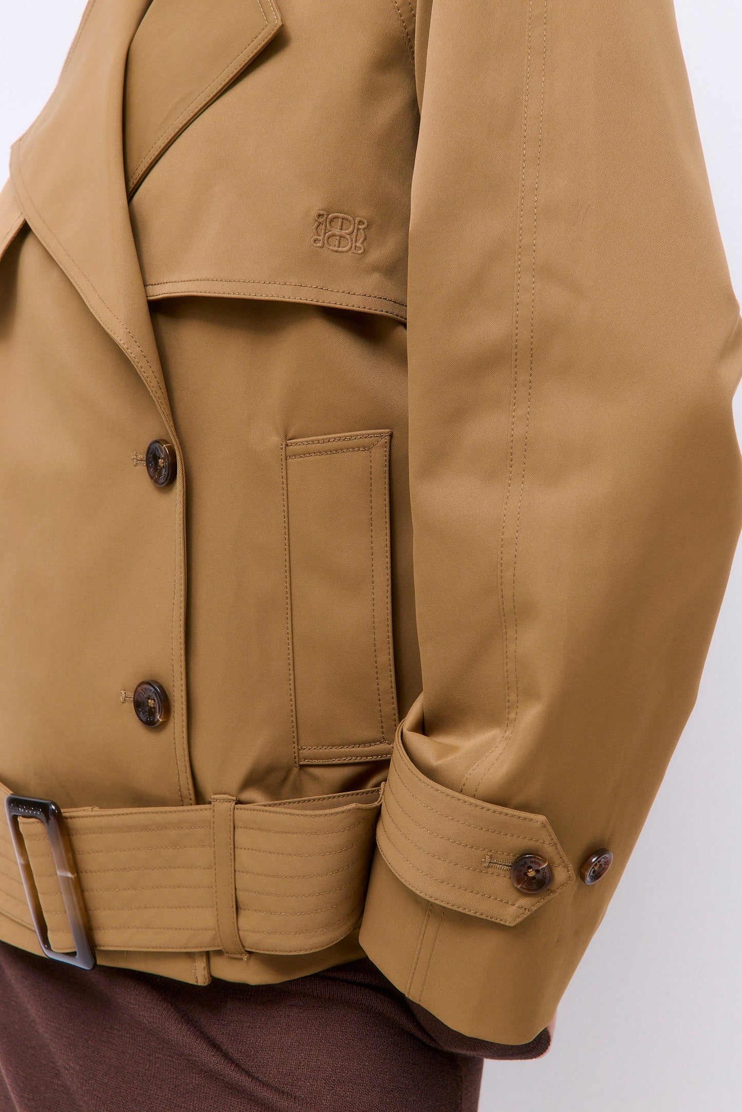 Oversized Cropped Double Breasted Trench Coat