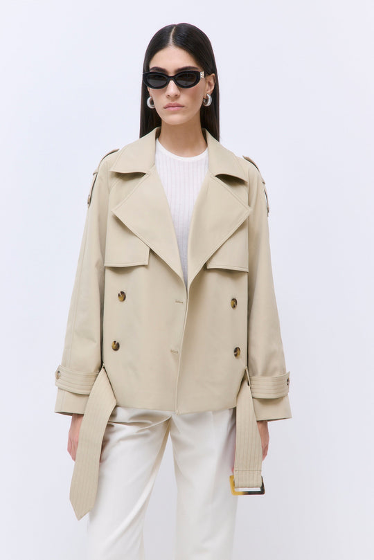 Oversized Cropped Double Breasted Trench Coat - Dé Rococo
