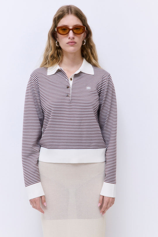 Long Sleeved Knitted Polo Shirt - Dé Rococo