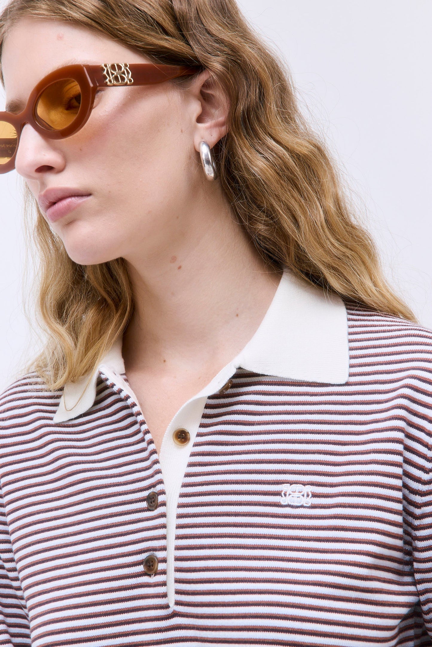 Long Sleeved Knitted Polo Shirt