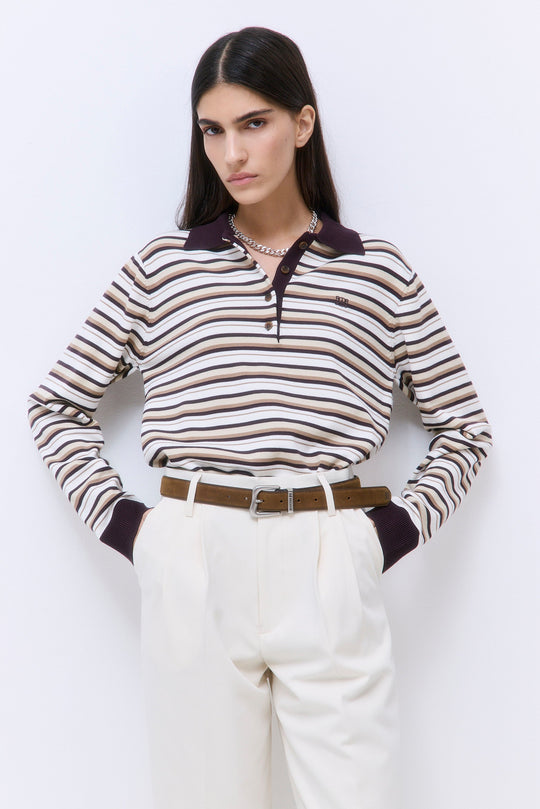 Long Sleeved Knitted Polo Shirt - Dé Rococo