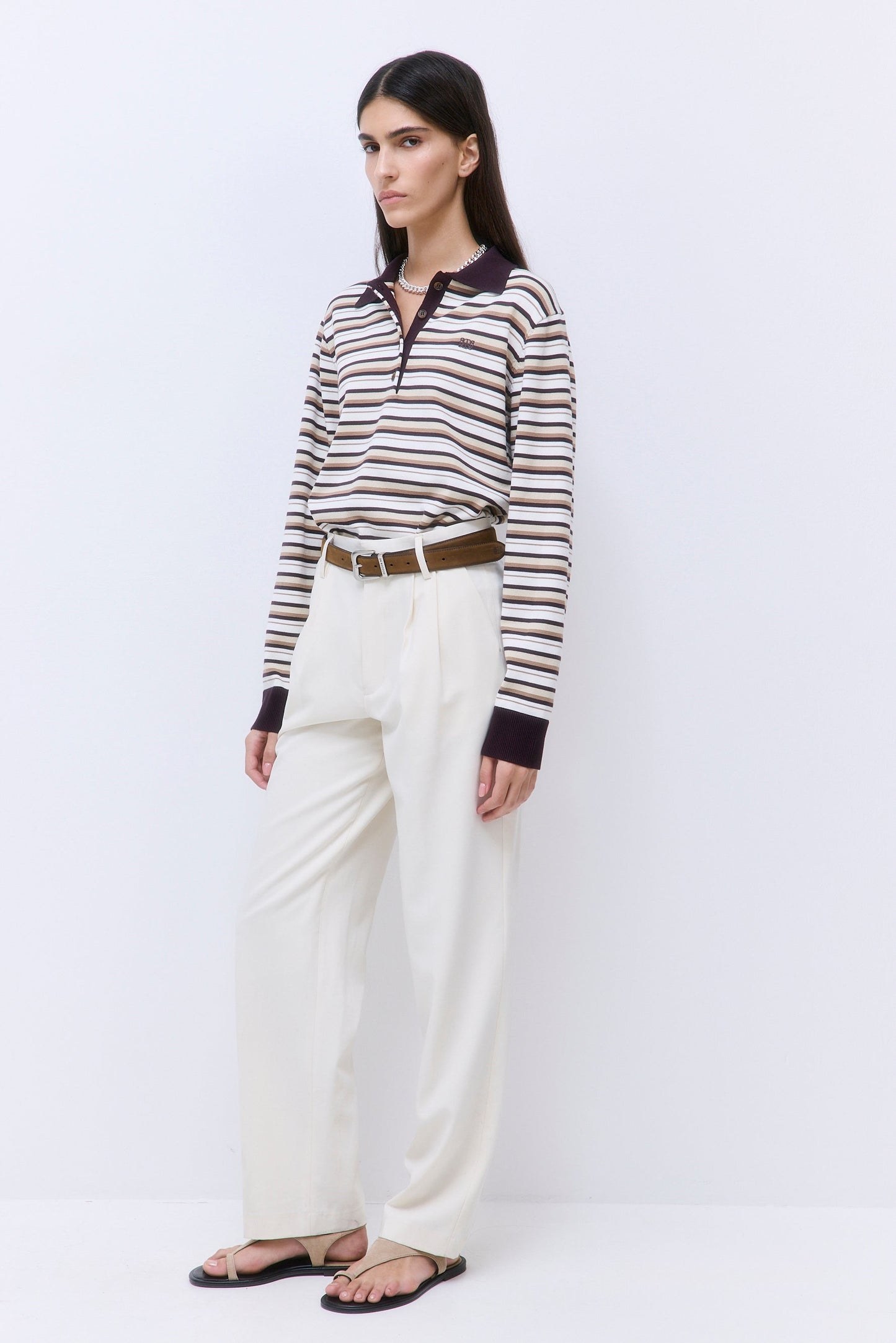 Long Sleeved Knitted Polo Shirt
