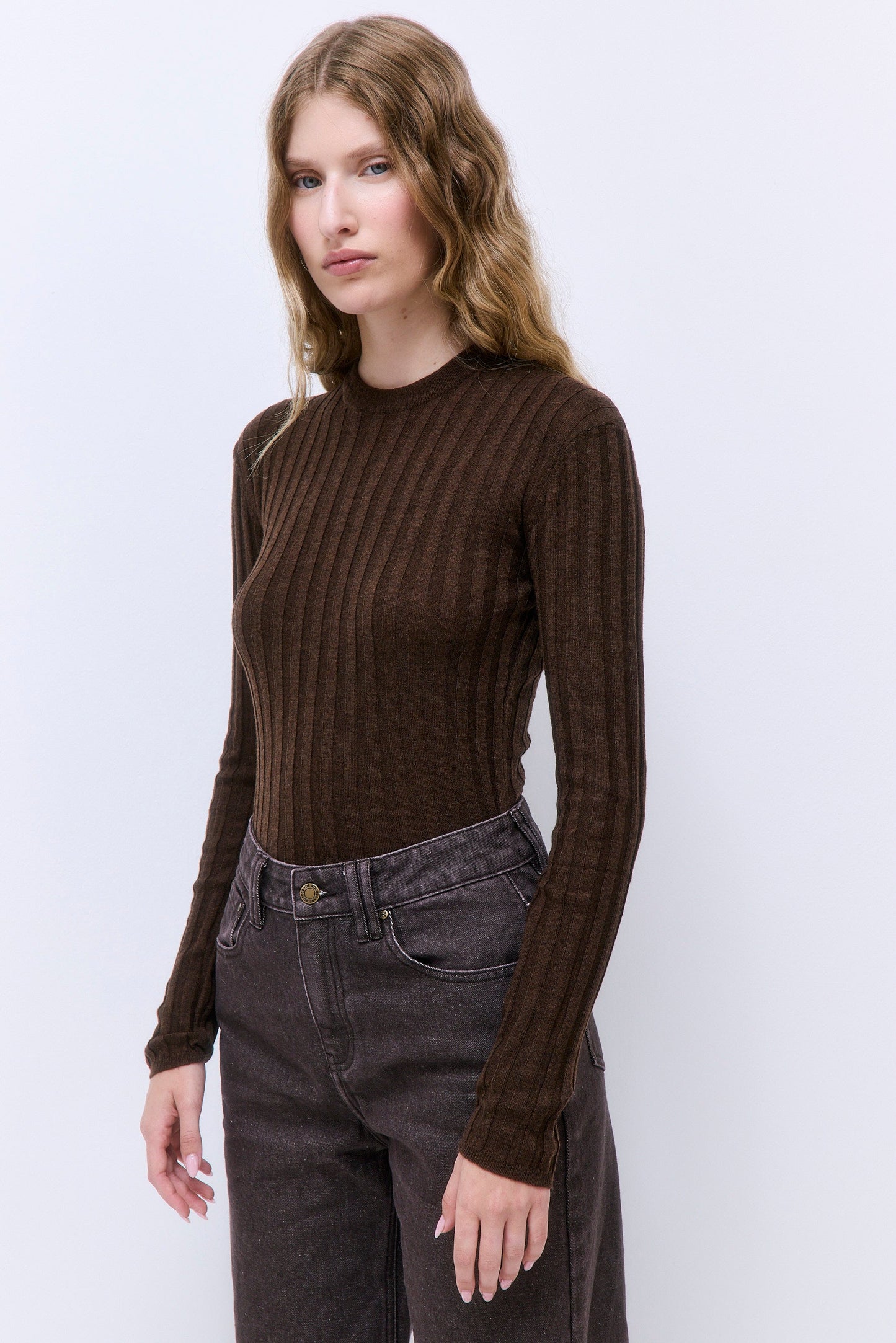 Soft Ribbed Crew Neck