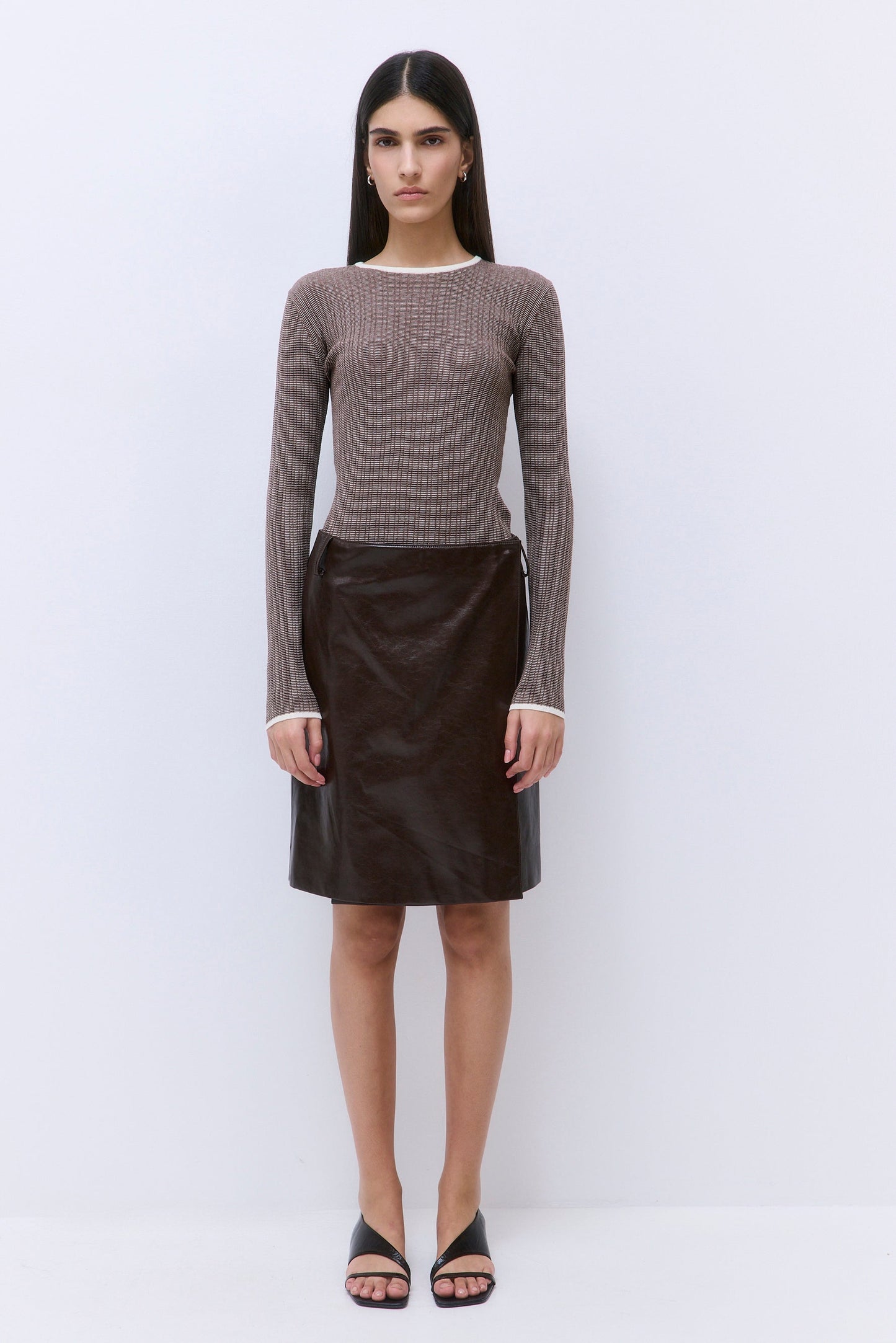 Vegan Leather Midi Wrap Skirt