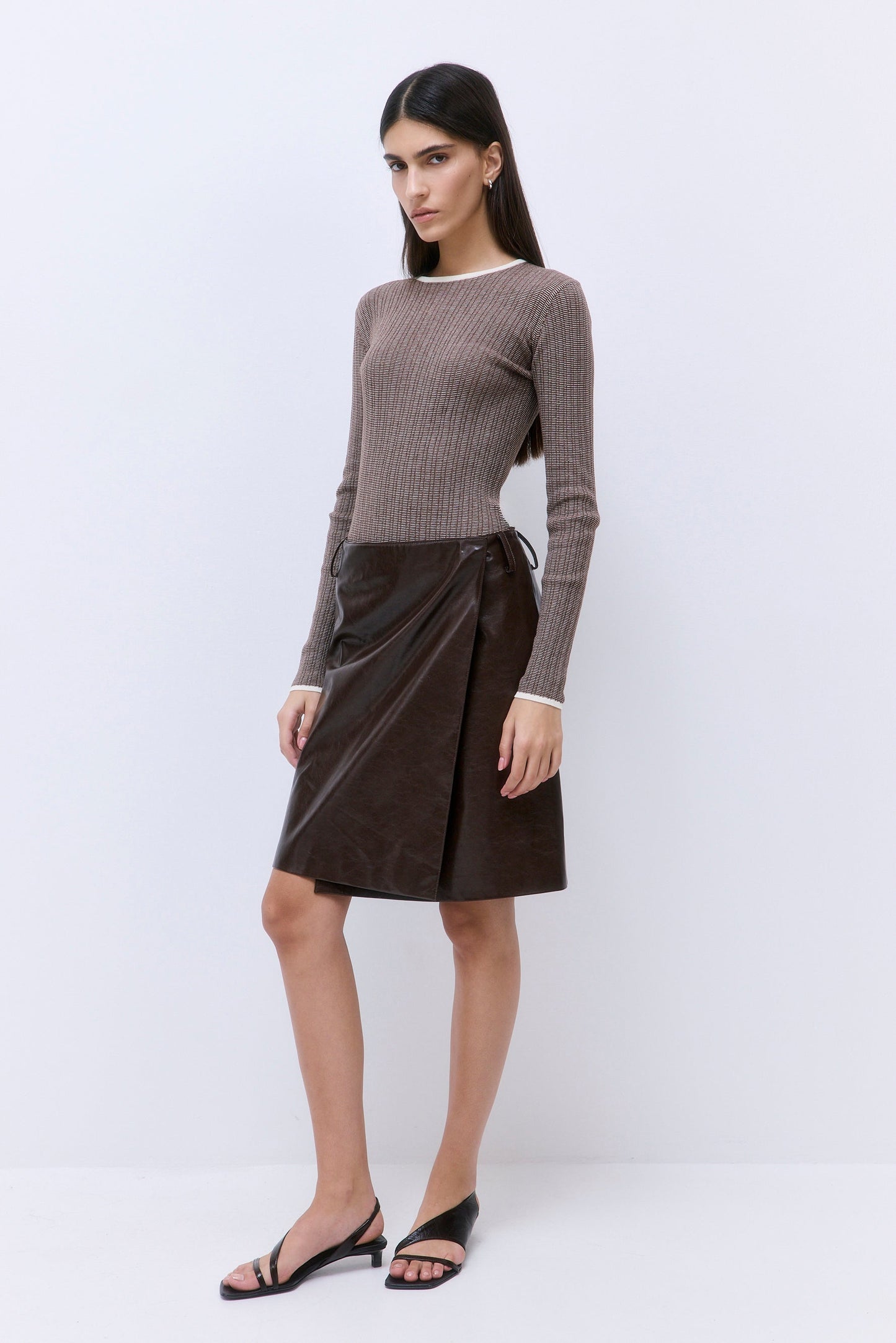Vegan Leather Midi Wrap Skirt