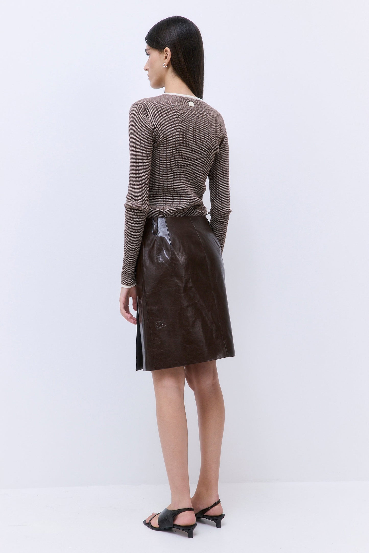 Vegan Leather Midi Wrap Skirt