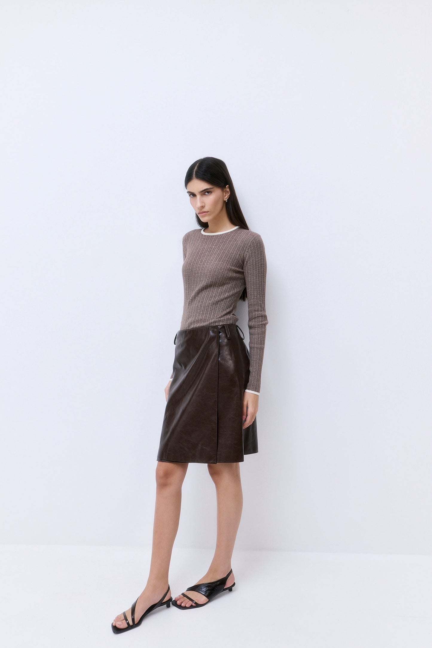 Vegan Leather Midi Wrap Skirt