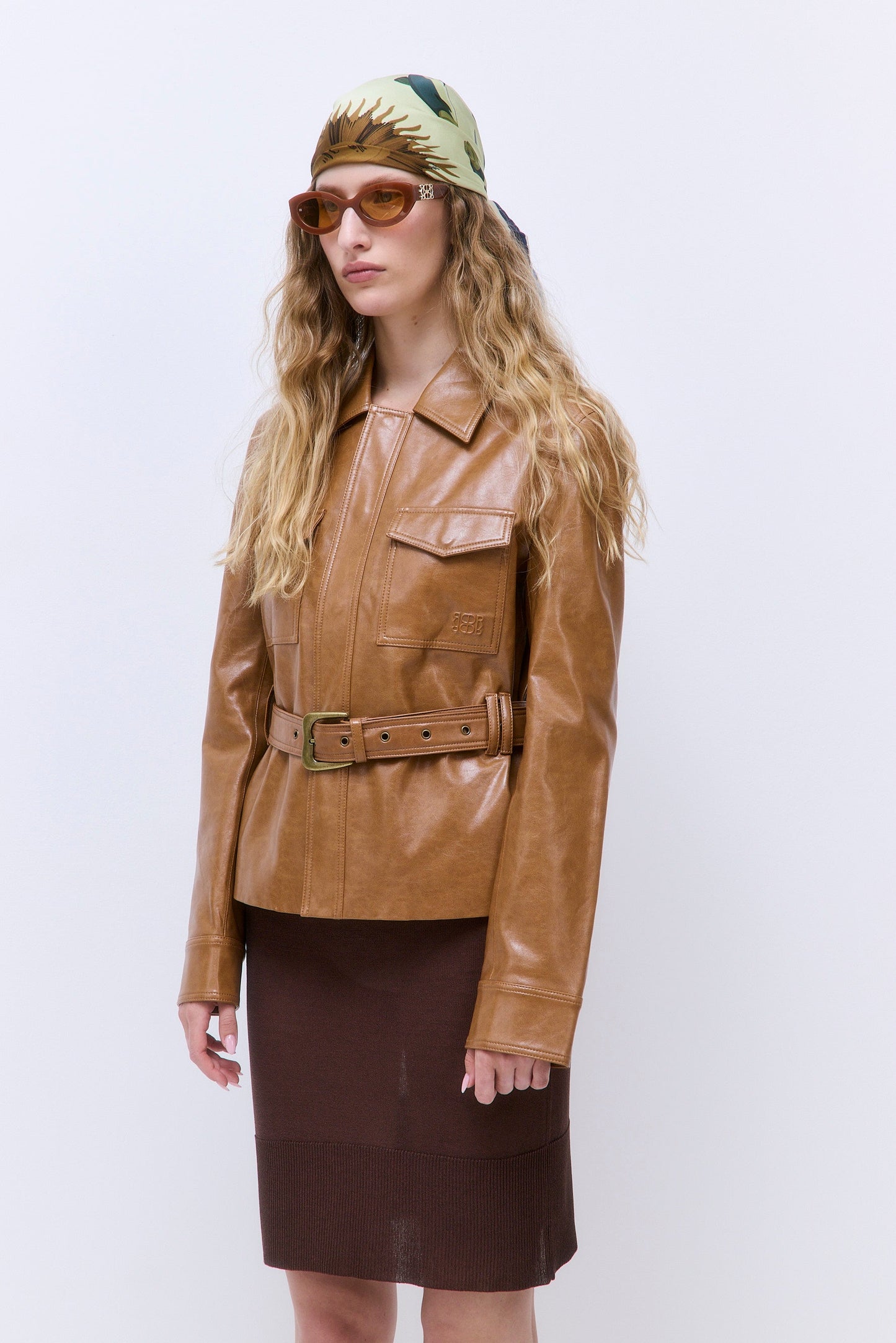 Belted Vegan Leather Jacket