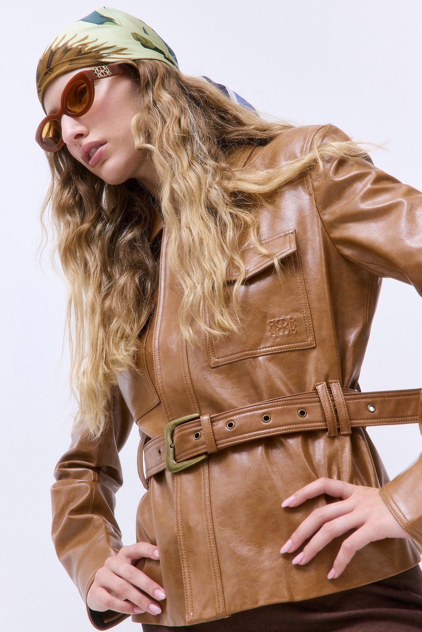 Belted Vegan Leather Jacket