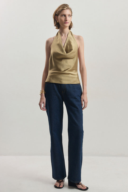 Twill Draped Halter Top