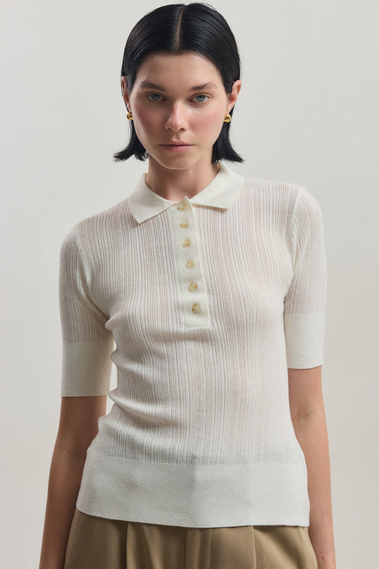 Mid Sleeve Polo Top