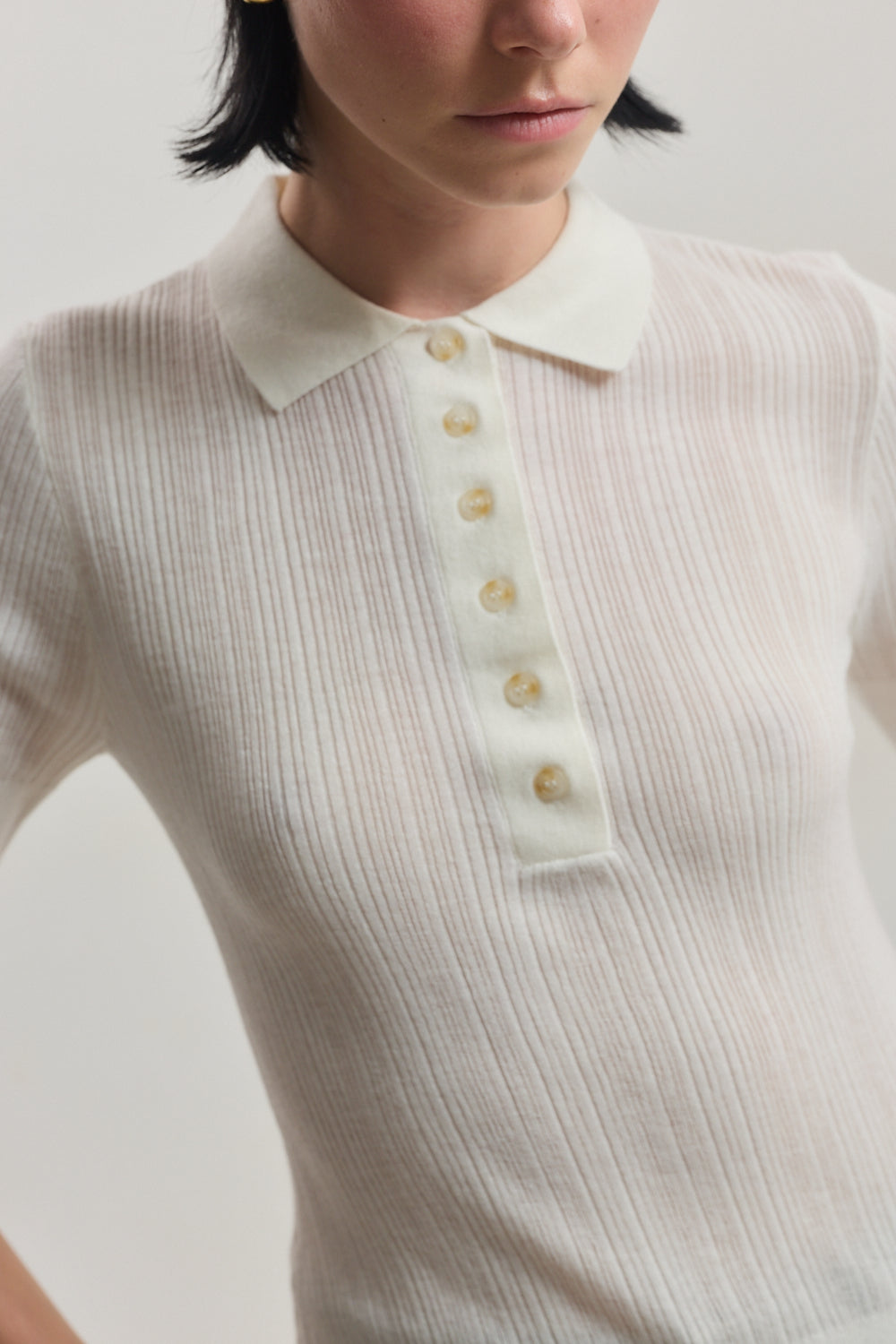 Mid Sleeve Polo Top