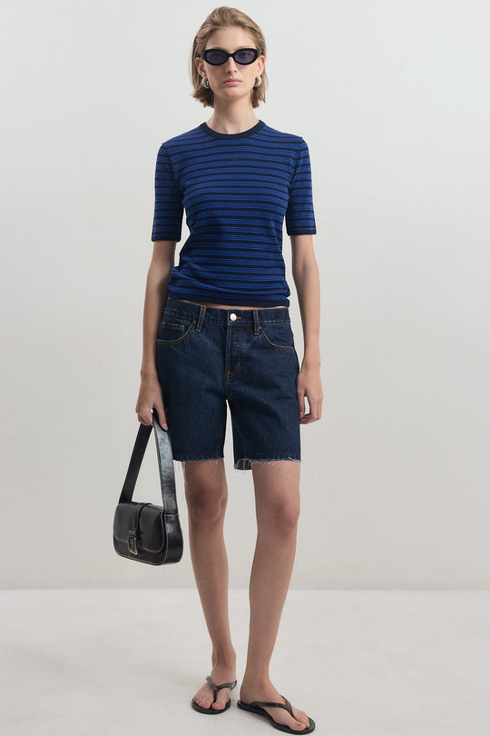 Mid Sleeve Striped Top