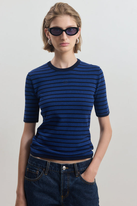 Mid Sleeve Striped Top