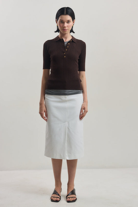 Mid Sleeve Polo Top