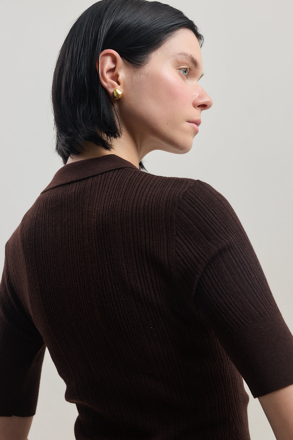 Mid Sleeve Polo Top