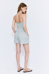 Striped Drill Strapless Jumpsuit