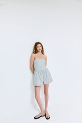 Striped Drill Strapless Jumpsuit