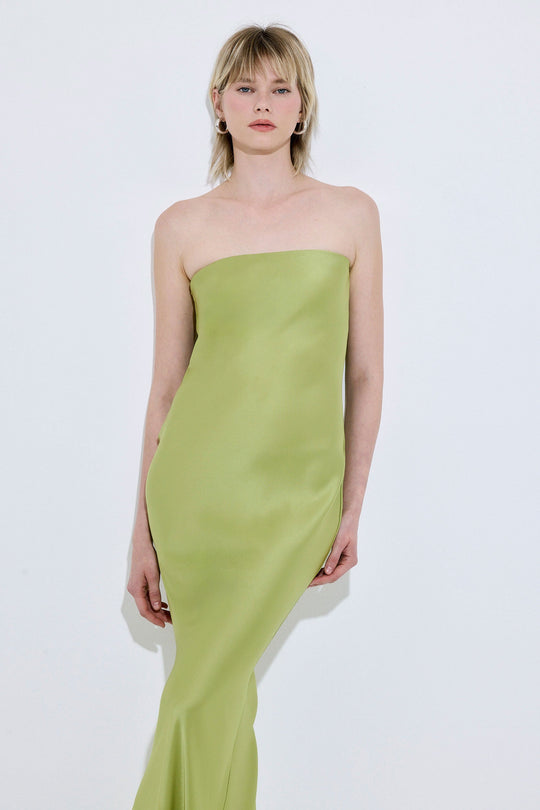 Satin Strapless Maxi Dress