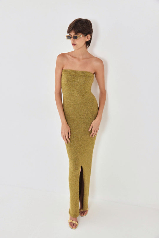 Fuzzy Strapless Maxi Dress - Dé Rococo