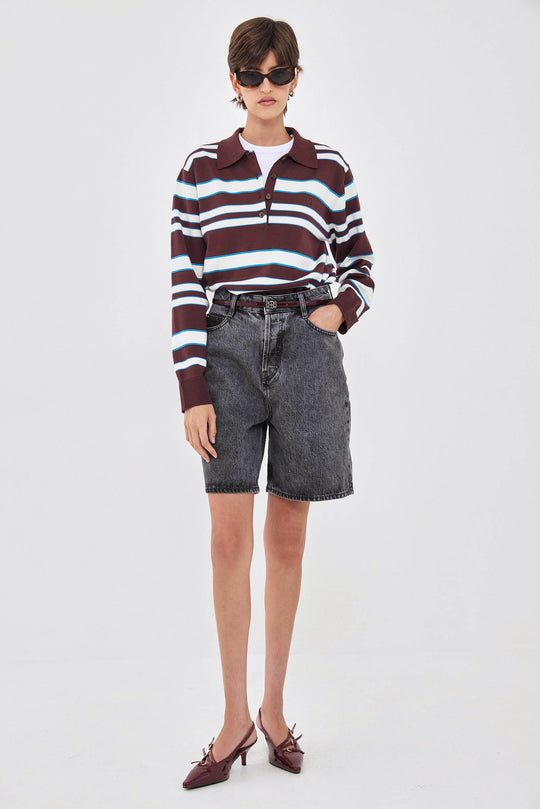 Long Sleeved Knitted Polo Shirt - Dé Rococo