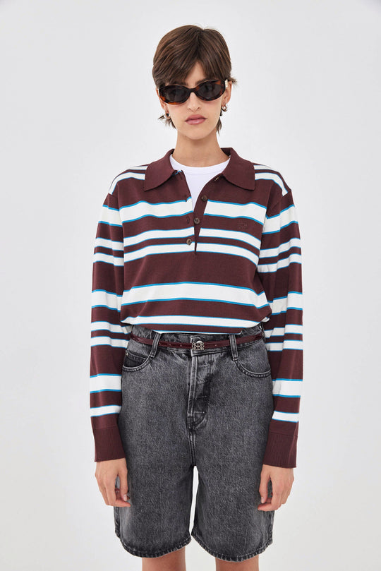 Long Sleeved Knitted Polo Shirt - Dé Rococo