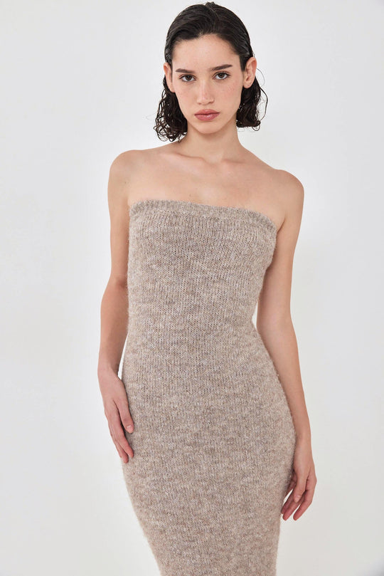 Fuzzy Strapless Maxi Dress - Dé Rococo