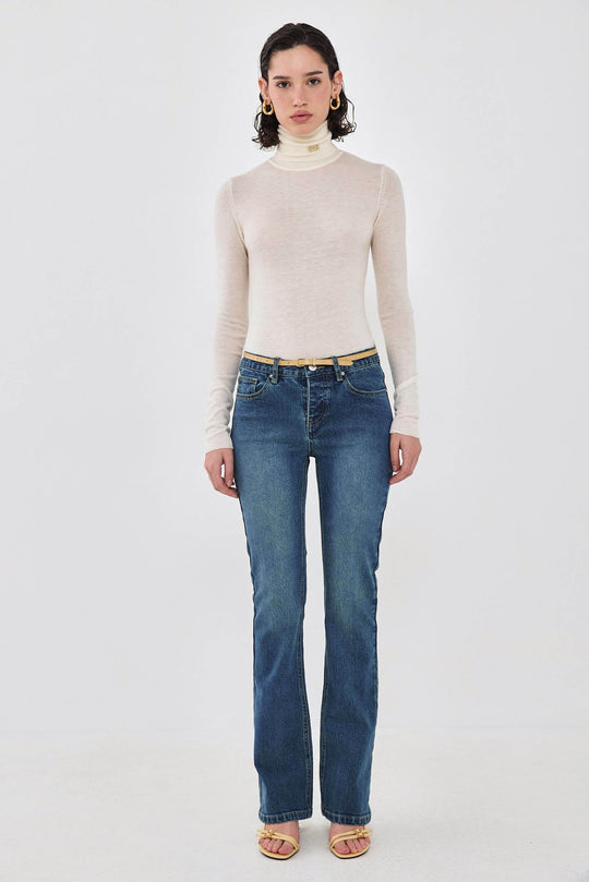 Lightweight Knitted Turtleneck Logo Top - Dé Rococo
