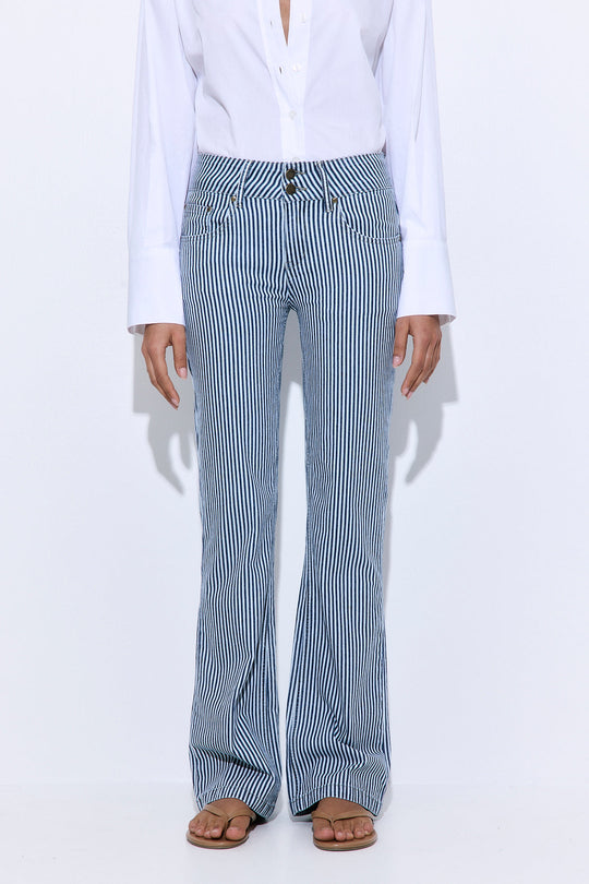 Drill Cotton Flared Leg Pants - Dé Rococo