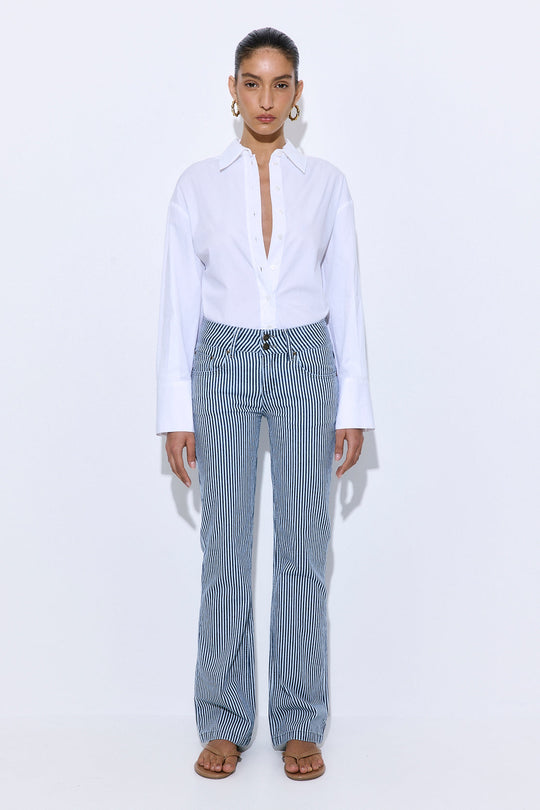 Drill Cotton Flared Leg Pants - Dé Rococo