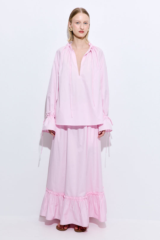 Ruffled Poplin Maxi Skirt - Dé Rococo