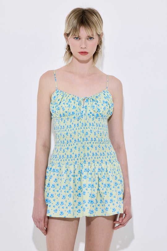 Shirred Straps Mini Dress - Dé Rococo