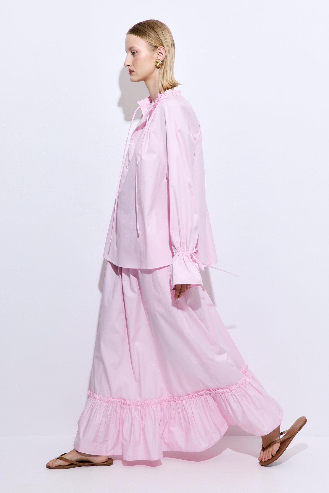 Ruffled Poplin Maxi Skirt - Dé Rococo