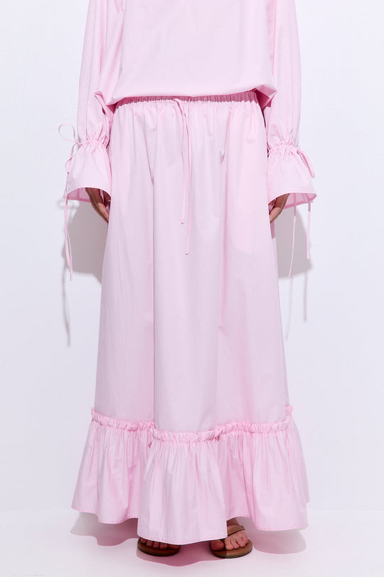 Ruffled Poplin Maxi Skirt - Dé Rococo