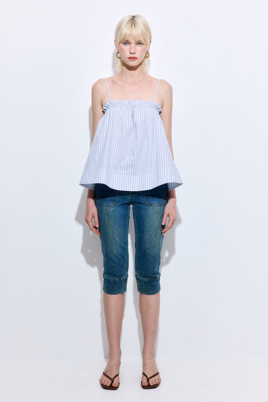 Ruffled Poplin Strappy Top - Dé Rococo