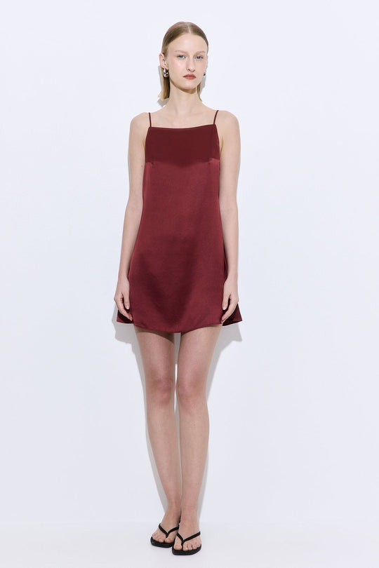 Satin Squared Neck Mini Dress