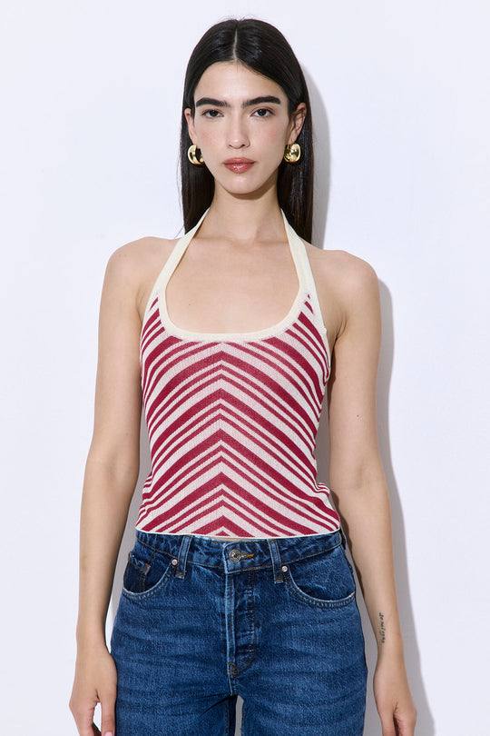 Pattern Knitted Halter Neck Top