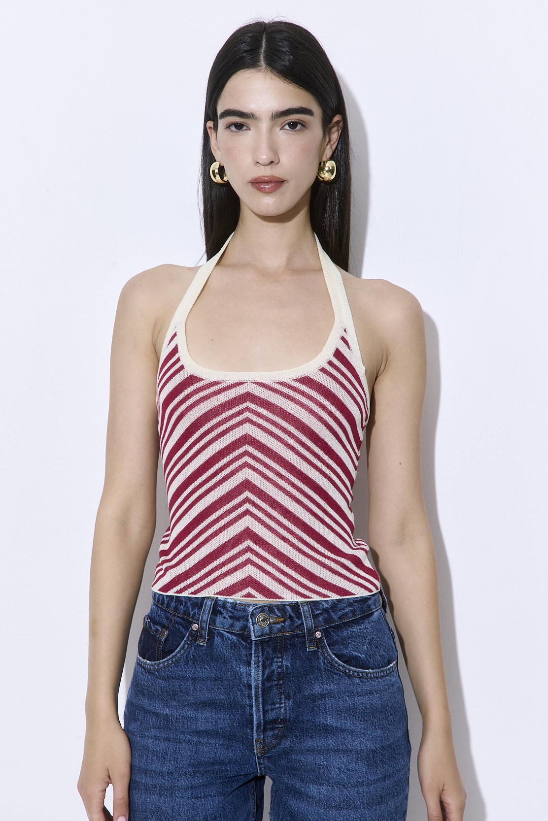 Pattern Knitted Halter Neck Top - Dé Rococo