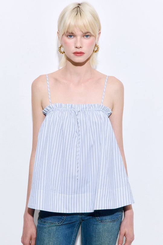 Ruffled Poplin Strappy Top