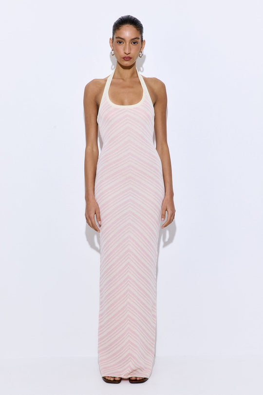 Pattern Knitted Halter Neck Dress - Dé Rococo