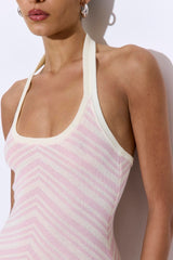 Pattern Knitted Halter Neck Dress