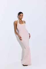 Pattern Knitted Halter Neck Dress