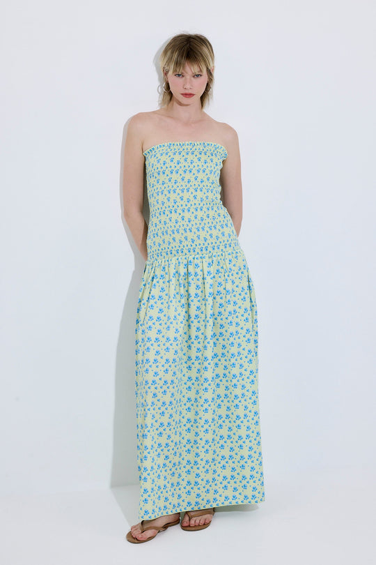 Shirred Strapless Maxi Dress - Dé Rococo