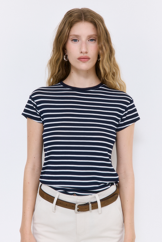 Striped Cup Sleeve Tee - Dé Rococo