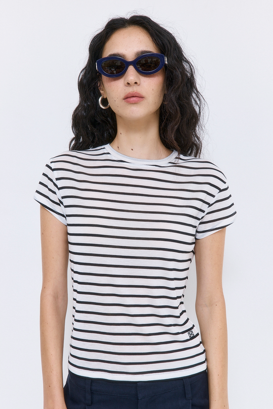 Striped Cup Sleeve Tee - Dé Rococo