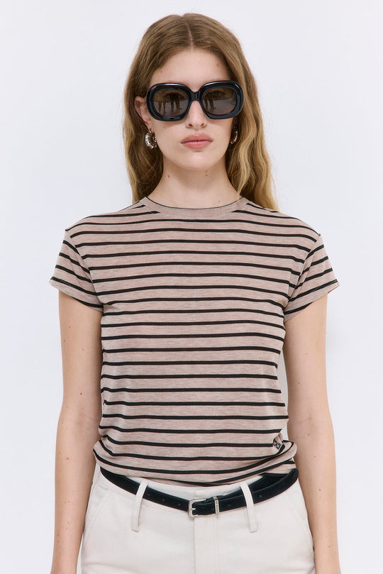Striped Cup Sleeve Tee - Dé Rococo