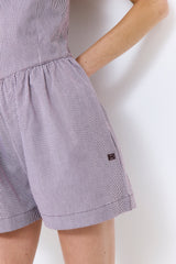 Striped Drill Strapless Jumpsuit