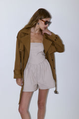 Striped Drill Strapless Jumpsuit