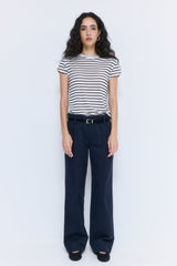 Mid Rise Cotton Pleat Pants